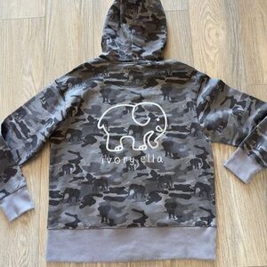 Ivory Ella Camo Pullover Sweatshirt Hoodie Size Small